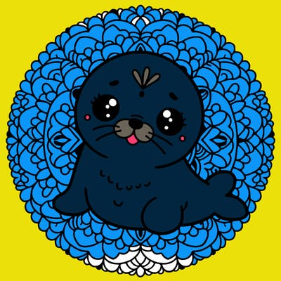 a cute baby seal mandala
