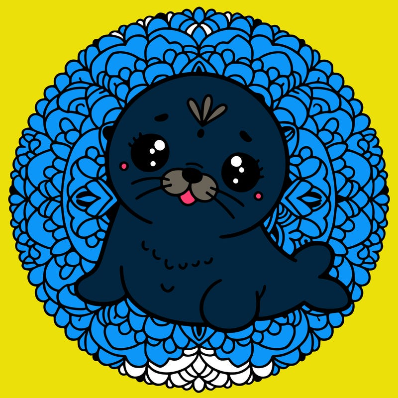 a cute baby seal mandala