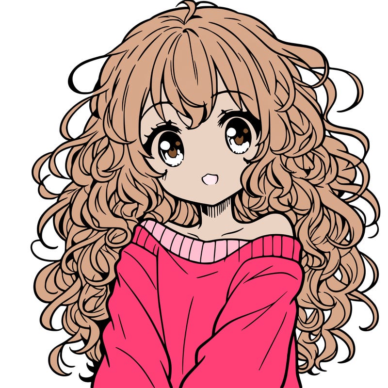 anime girl with curly hair