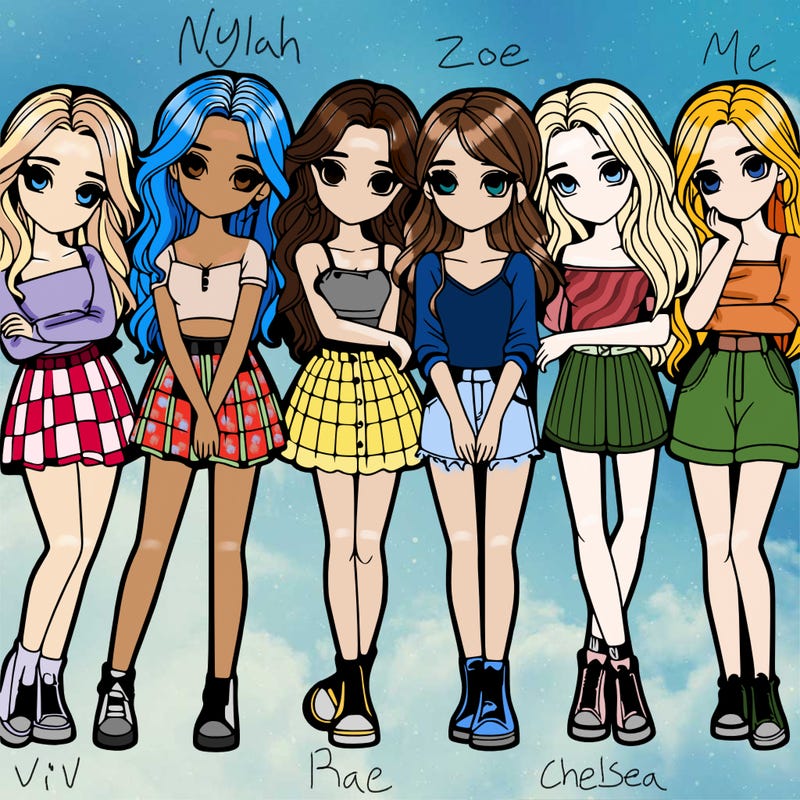 a group of girls realistic