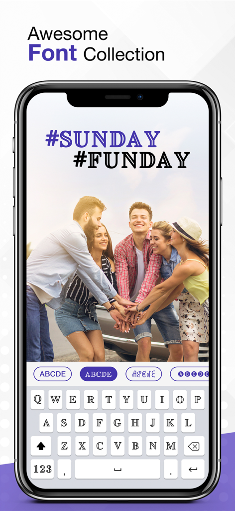 Cool Fonts Art Keyboard - iPhone screen showing Cool Fonts Art Keyboard with unique font styles for social media captions
