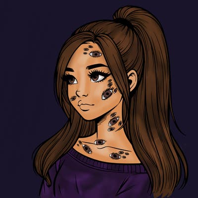 realistic girl with a high ponytail