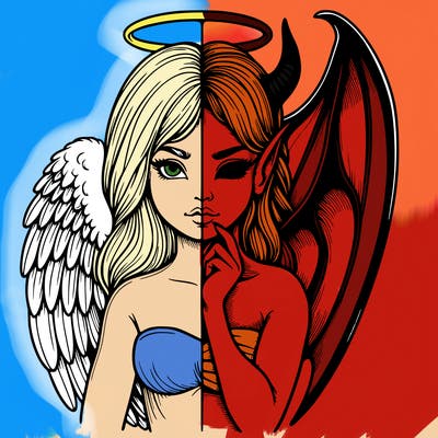 realistic angel half demon