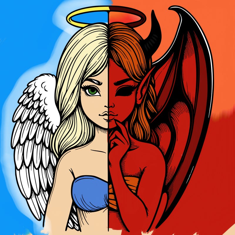 realistic angel half demon