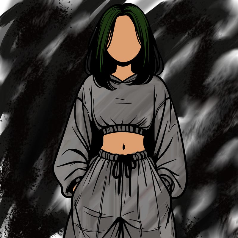 realistic girl faceless with baggy pants and a crop top