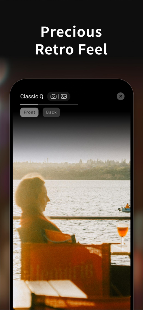 OldRoll app interface showing a grainy vintage film photo with a retro aesthetic.