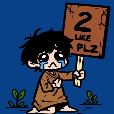 small poor toddler crying with sign that says 2 like plz