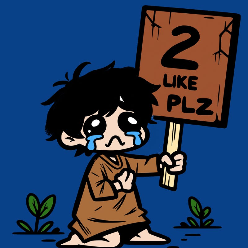 small poor toddler crying with sign that says 2 like plz