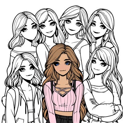 a group of girls realistic