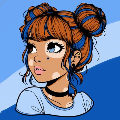 realistic girl with spacebuns
