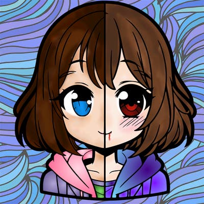 animated girl half anime