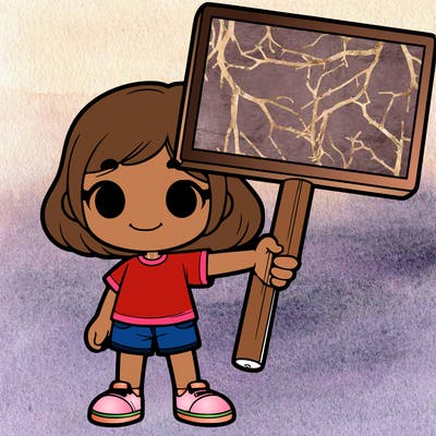 girl holding a big sign