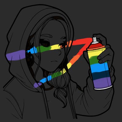 a realistic girl, spray painting