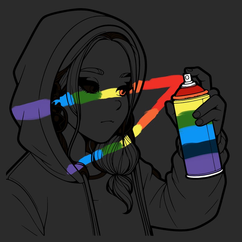 a realistic girl, spray painting