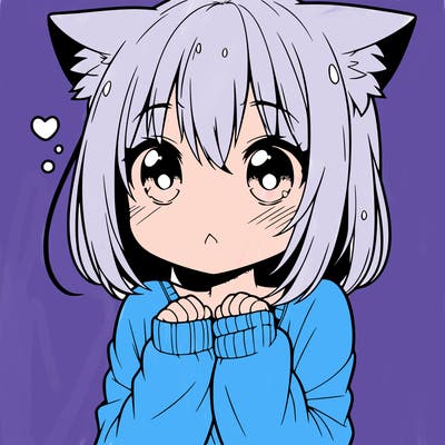 shy anime catgirl