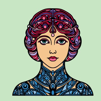 portrait of a simple woman in gustav klimt style