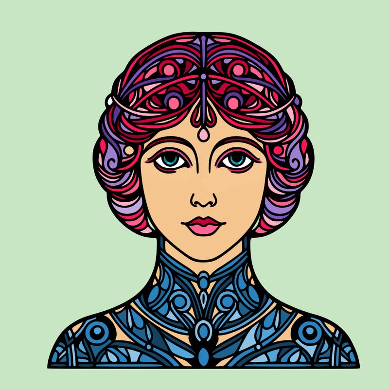 portrait of a simple woman in gustav klimt style