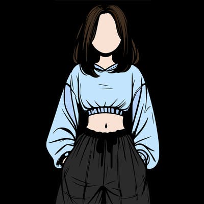 realistic girl faceless with baggy pants and a crop top