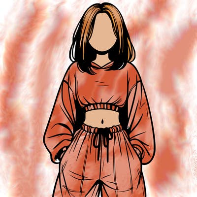 realistic girl faceless with baggy pants and a crop top