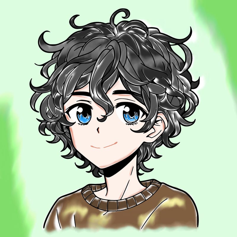 manga male curly hair