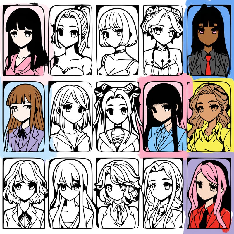 girls that look diffrent anime