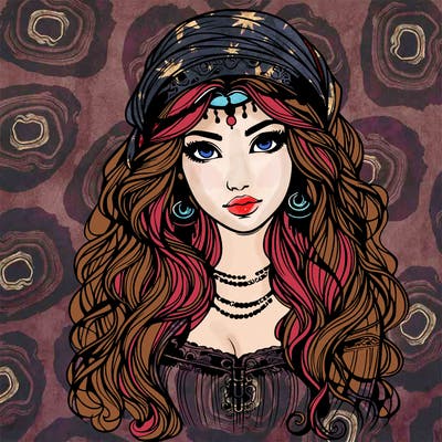 realistic beautiful mysterious gypsy girl