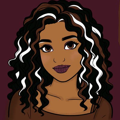 realistic, teenage girl with curly hair