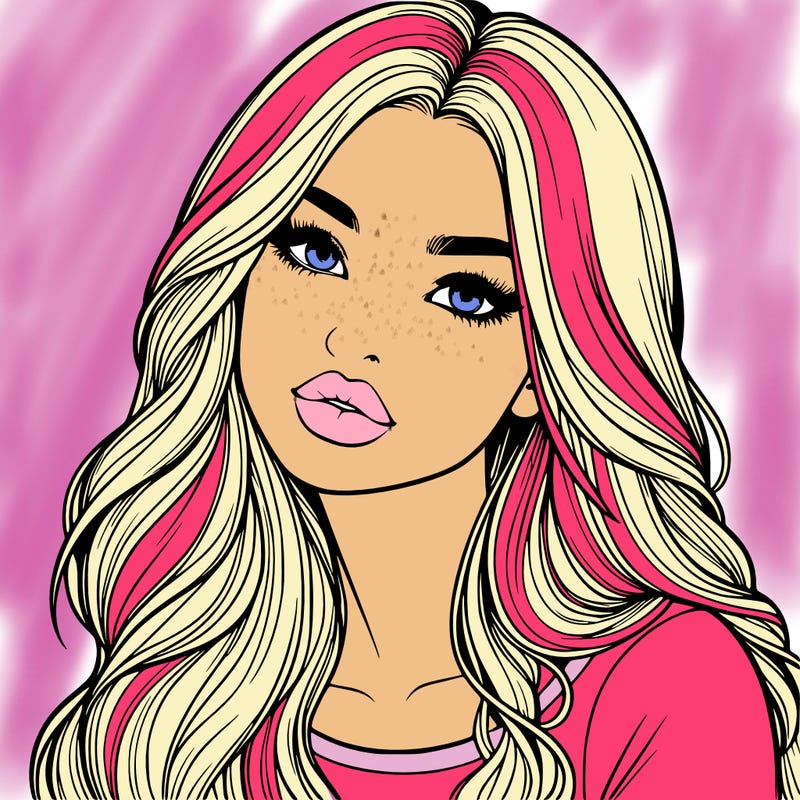 realistic girl with hair on her hair and lips