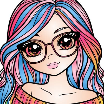 girl with beautiful eyes, hair, and glasses