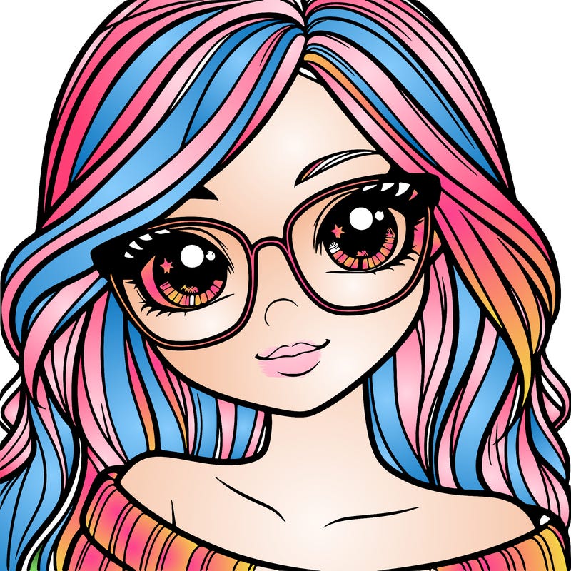 girl with beautiful eyes, hair, and glasses