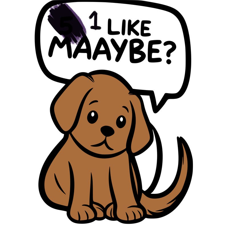 a puppy that says 5 like maybe
