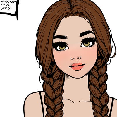 realistic girl with braids