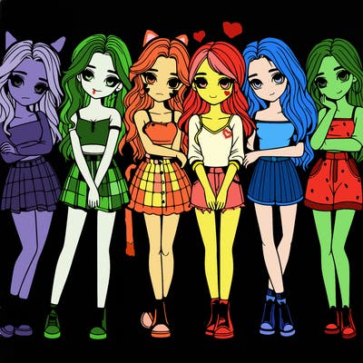 a group of girls realistic