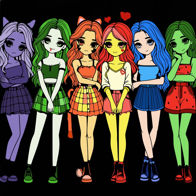 a group of girls realistic