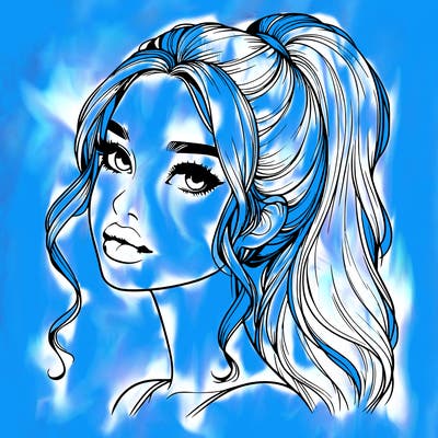 realistic girl with a ponytail on her hair and lips