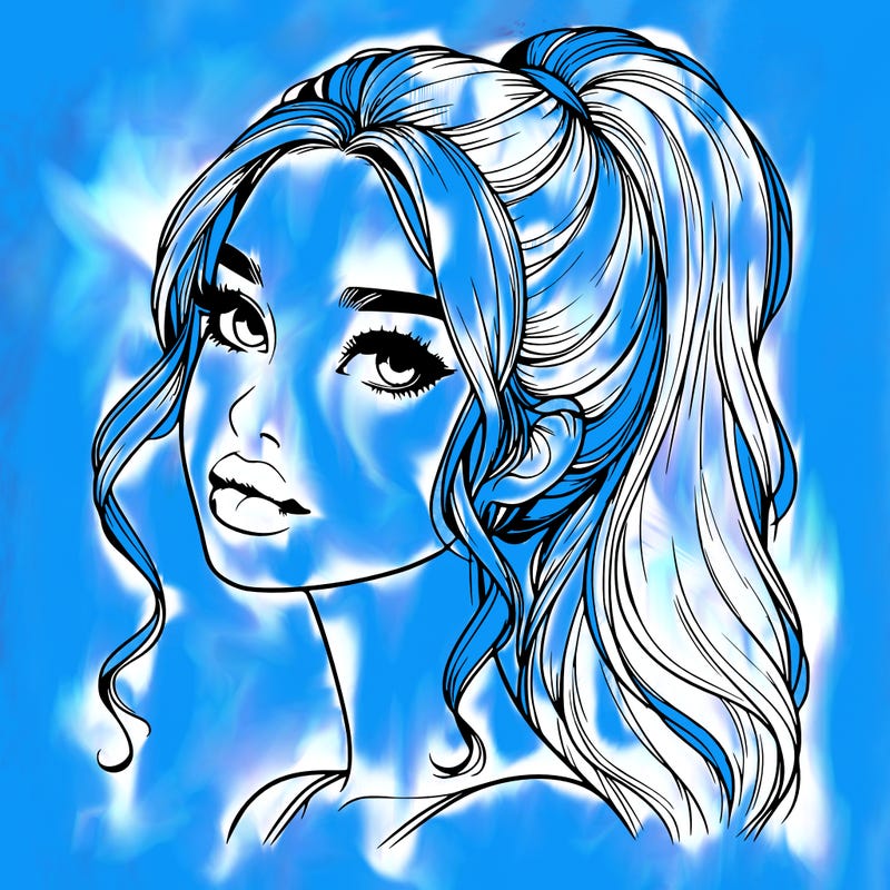 realistic girl with a ponytail on her hair and lips