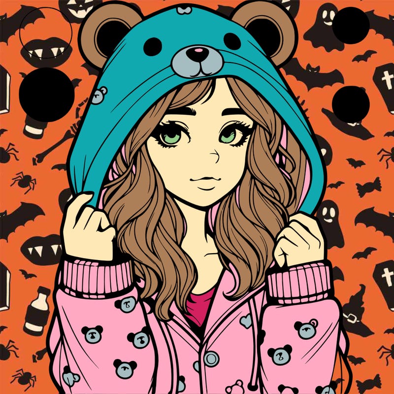 realistic girl in a animal pjs hoodie