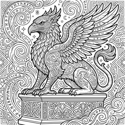Immerse yourself in the world of legends with this stunning griffin statue coloring page. Its ornate details and mystical background offer a truly engaging artistic challenge for all ages.