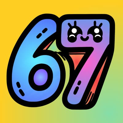 the numbers 67