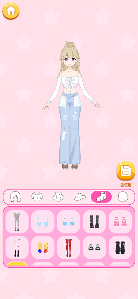 Which Dress? Left or Right - Anime girl character in a fashion styling interface with various clothing options
