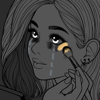 a realistic girl doing her makeup