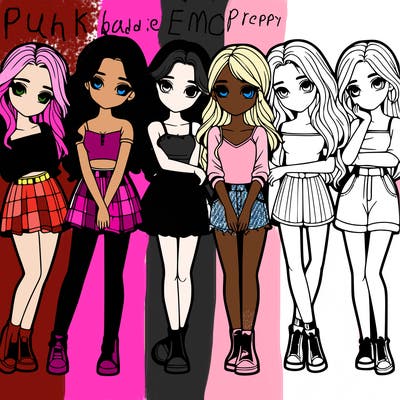 a group of girls realistic