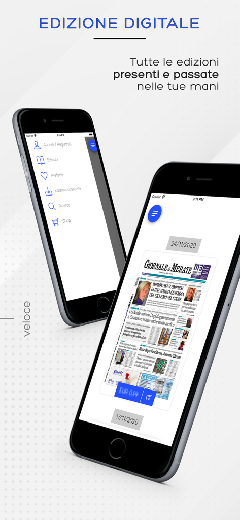 Giornale di Merate Digitale - Interfaccia digitale dell'app Giornale di Merate che mostra le edizioni digitali del quotidiano locale italiano sui dispositivi mobili
