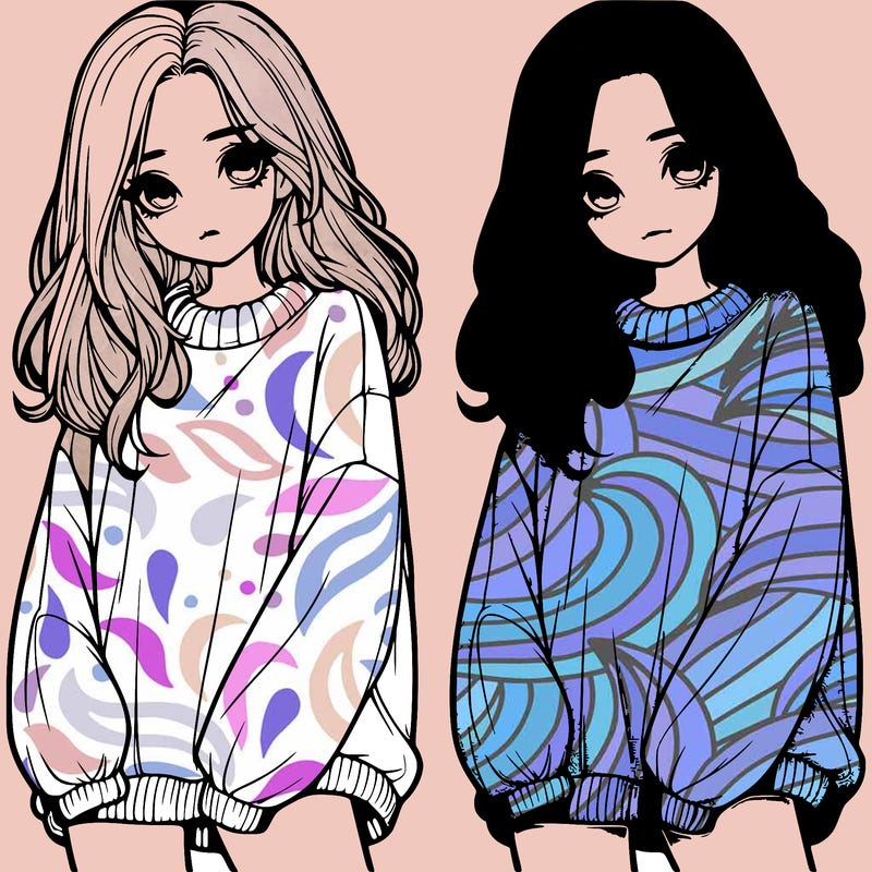 realistic girl with baggy sweater