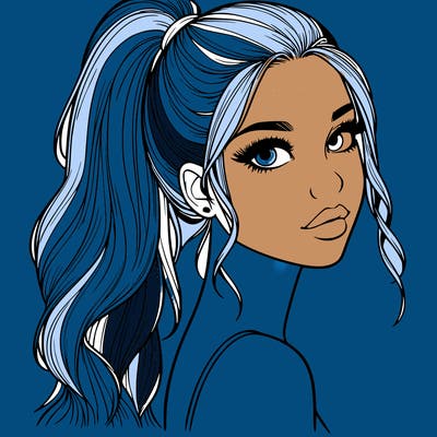 realistic pretty girl with high pony tail