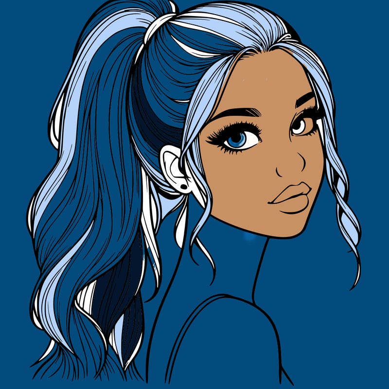 realistic pretty girl with high pony tail