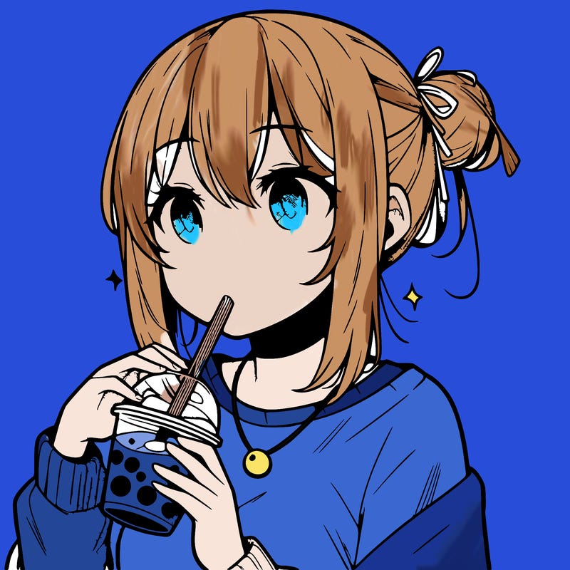 manga character drinking boba