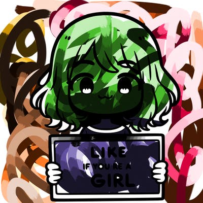 a cute girl holding a sign that says like if you’re a girl