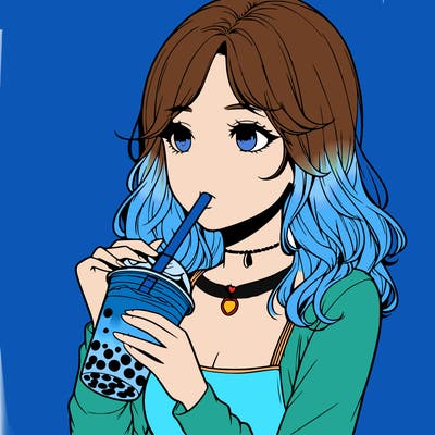 realistic girl drinking boba tea