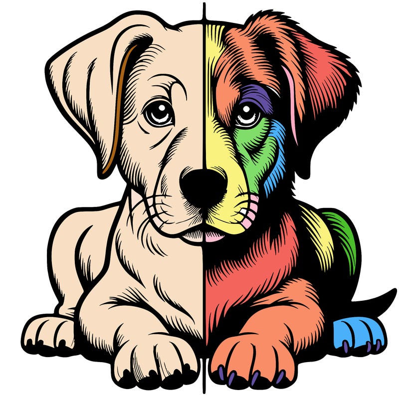 realistic dog split picture